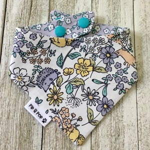 Happy spring bandana / Floral pet bandana / Spring / Summer pet bandana / Dog bandana Canada/ Two sets of snaps / Cat bandana / Gift for dog image 1