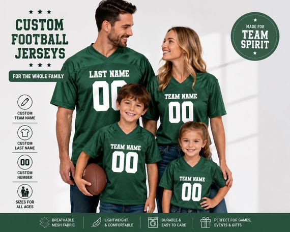 Custom Football Baby Jersey First Birthday Outfit Infant Toddler Football Football Theme Fan, Custom Family Jersey, 1st Birthday One Year