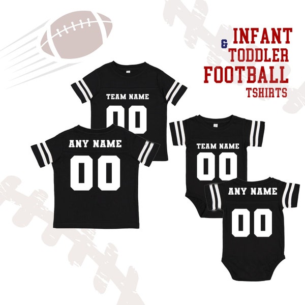 Customized Toddler Football Jersey Tshirt Personalized Toddler Infant Jersey Bodysuit Custom Jersey for Kids Newborn Size Jersey Shirt Tee