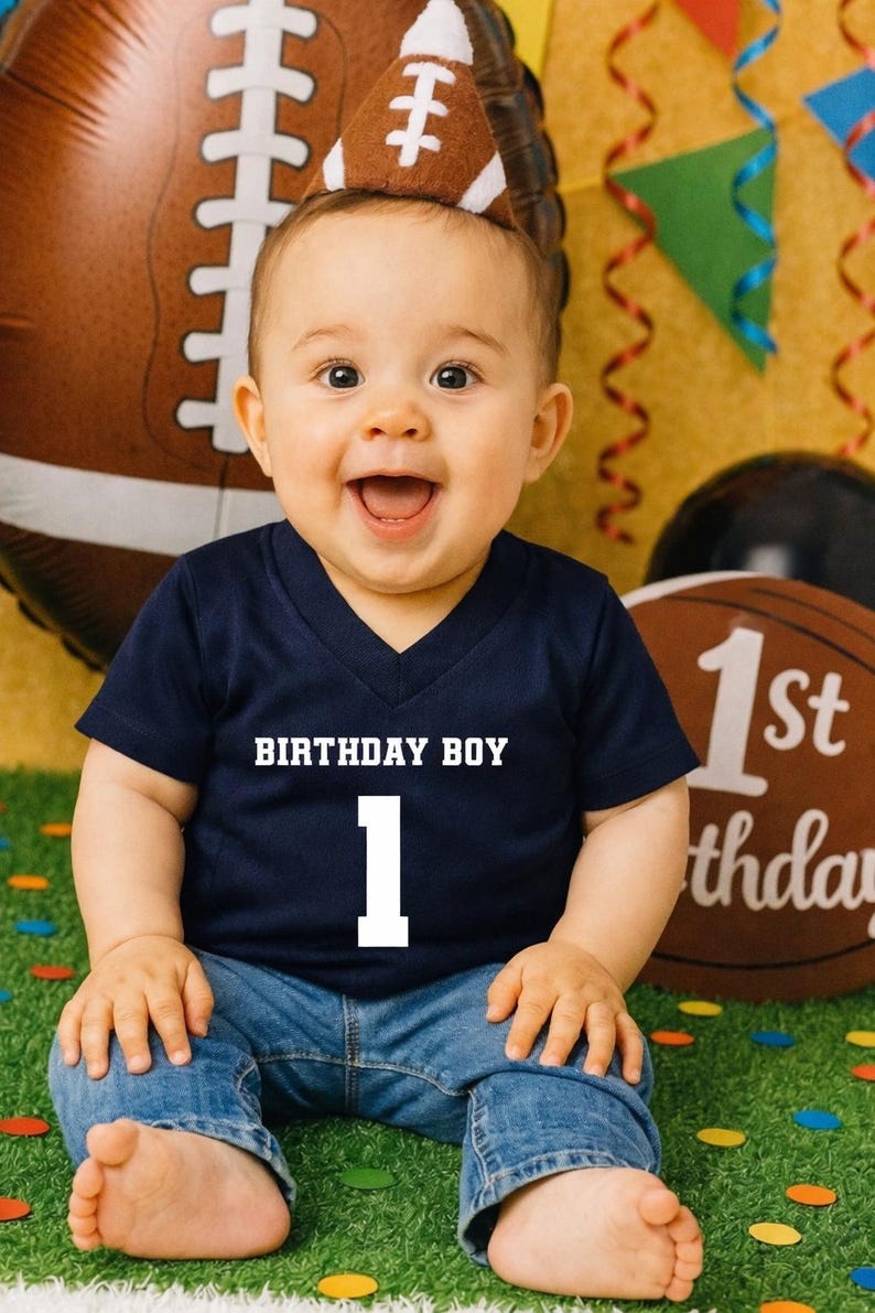 Camisa de futebol personalizada para bebês e crianças pequenas, com tema de futebol, para aniversários do primeiro ano, tamanhos infantil a adulto, camisa personalizada para torcedor do time. imagem 2