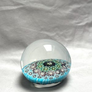 Vintage Murano Glass Millefiori Colorful Hand Blown Glass Paperweight Crystal