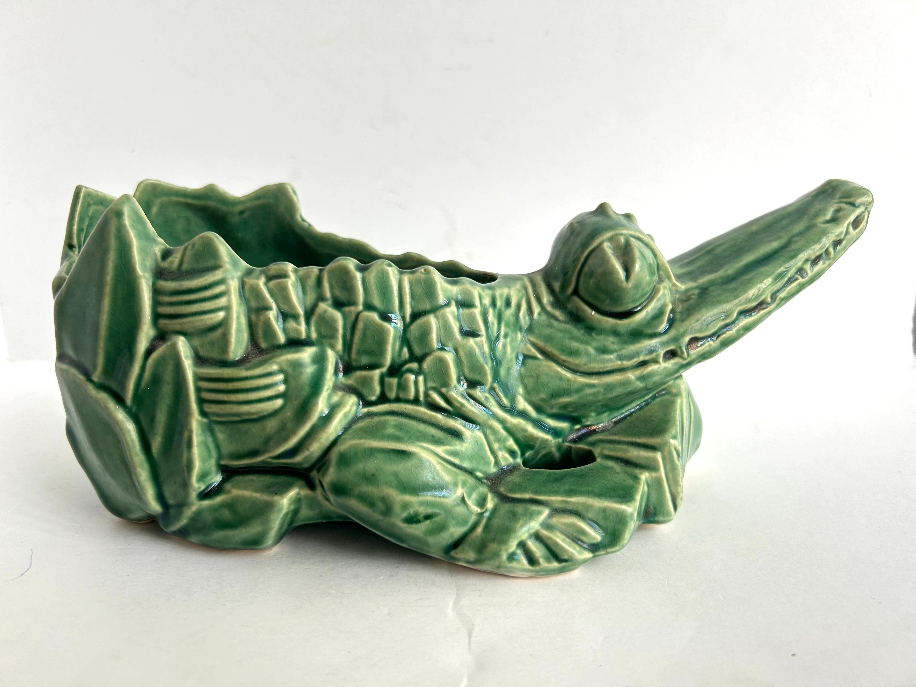 Vintage Mccoy Pottery Alligator Planter Valet Etsy
