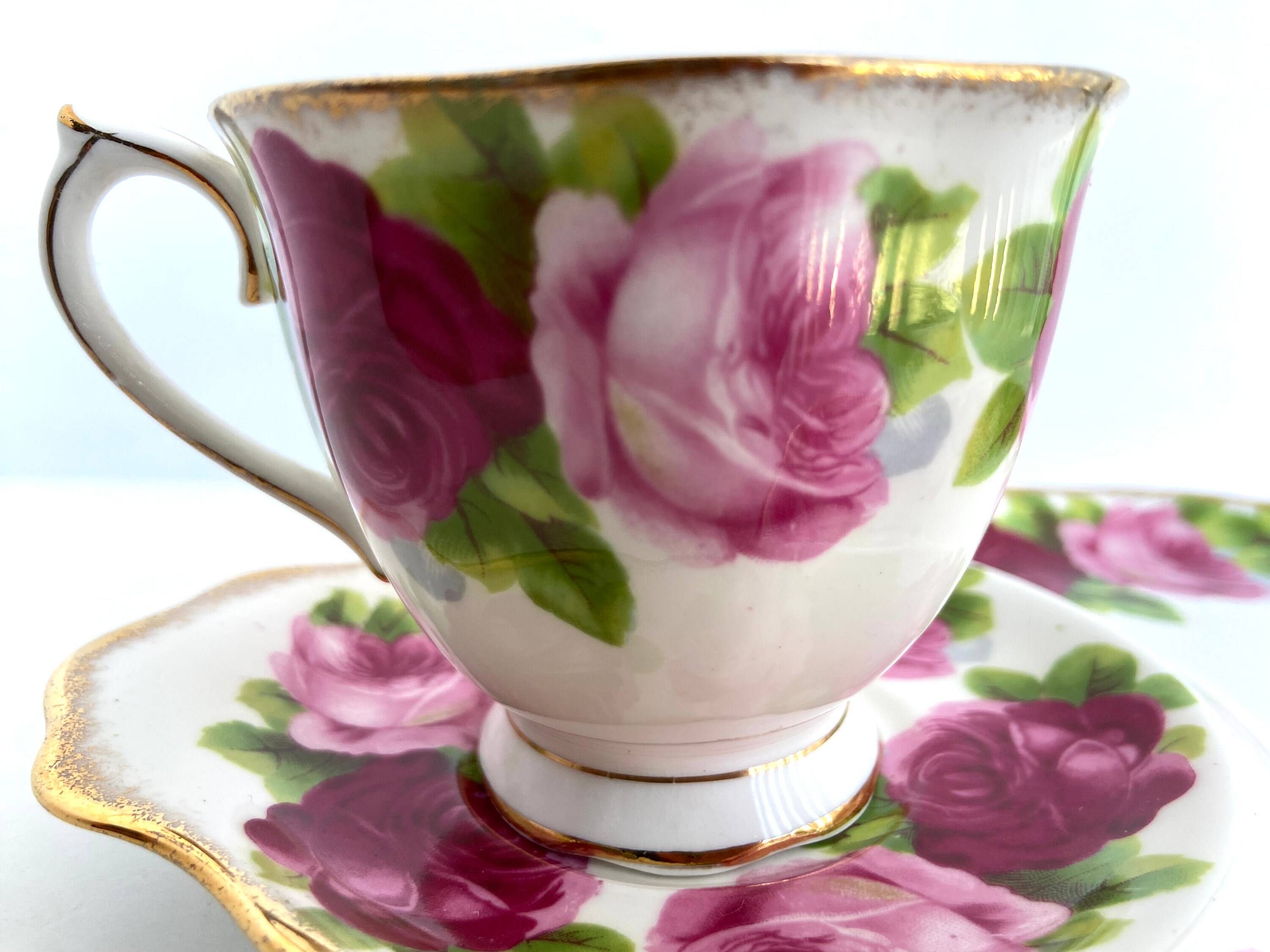 Vintage Royal Albert Old English Rose Bone China Cup and Plate Etsy