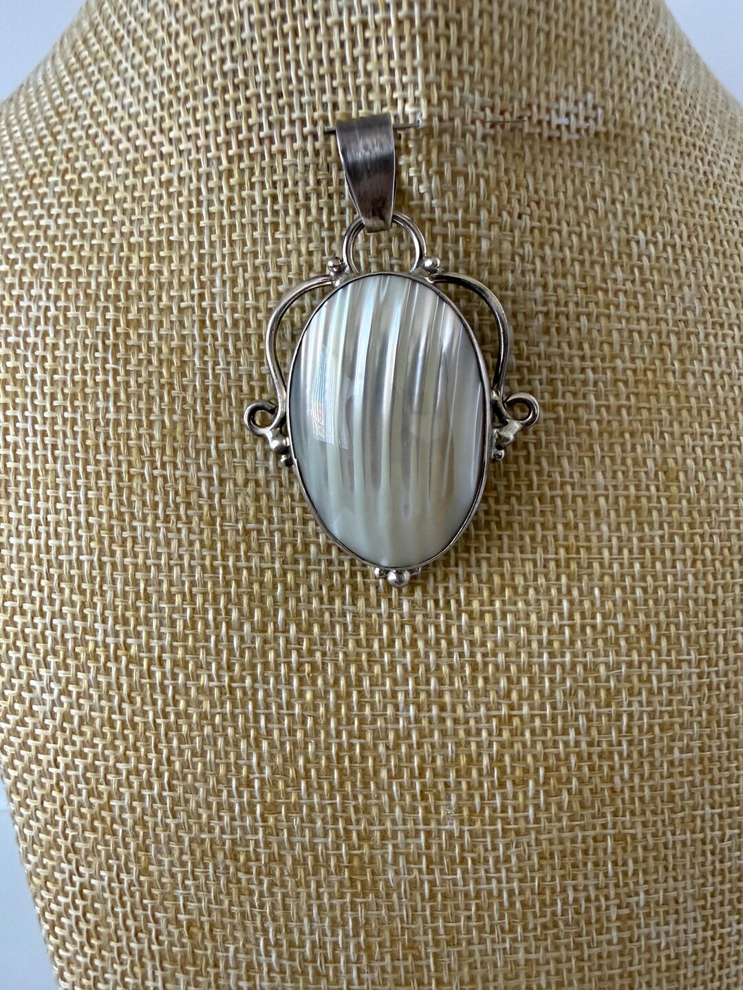 Vintage Sterling Silver Mother of Pearl Pendant - Etsy