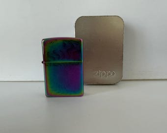 Vintage Zippo Spectrum Windproof Lighter, a unique iridescent multi-color finish