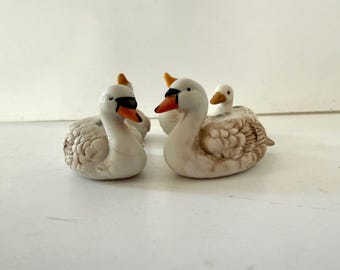 Vintage Japanese Ceramic Swan Figurines, Set of Five (5)