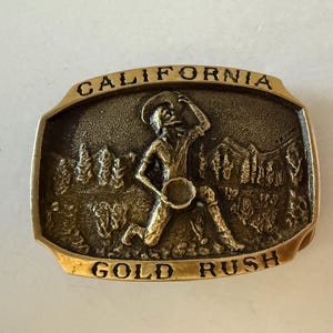 Vintage Solid Brass Heritage Mint, Ltd. California Gold Rush Belt Buckle