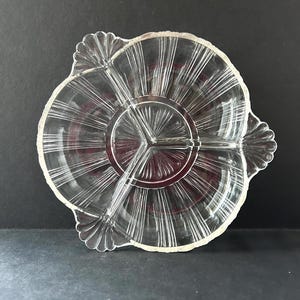 Vintage Hazel Atlas Clear Glass Relish Dish: 3-Part Fan Design