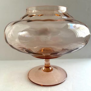 Vintage Pink Glass Pedestal Compote Dish