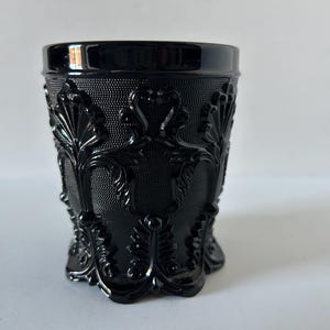 Antique Saint Louis Crystal Compagnie des Cristalleries de Saint Louis Gothic Revival Goblet pressed opaque Black Glass Tumbler