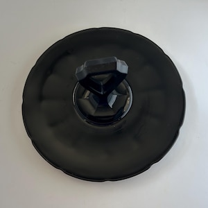Vintage Black Amethyst Glass Center Handle Serving Tidbit Tray