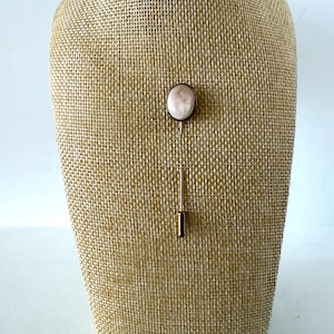 Vintage Brass Tone Pale Pink Faux Coral Stick Pin Tie Pin