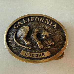 Vintage Solid Brass Heritage Mint, Ltd. California Cougar Belt Buckle