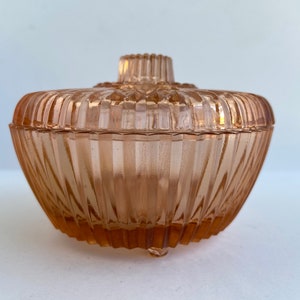 1930s Pink Depression Glass Refrigerator Container Round Ribbed