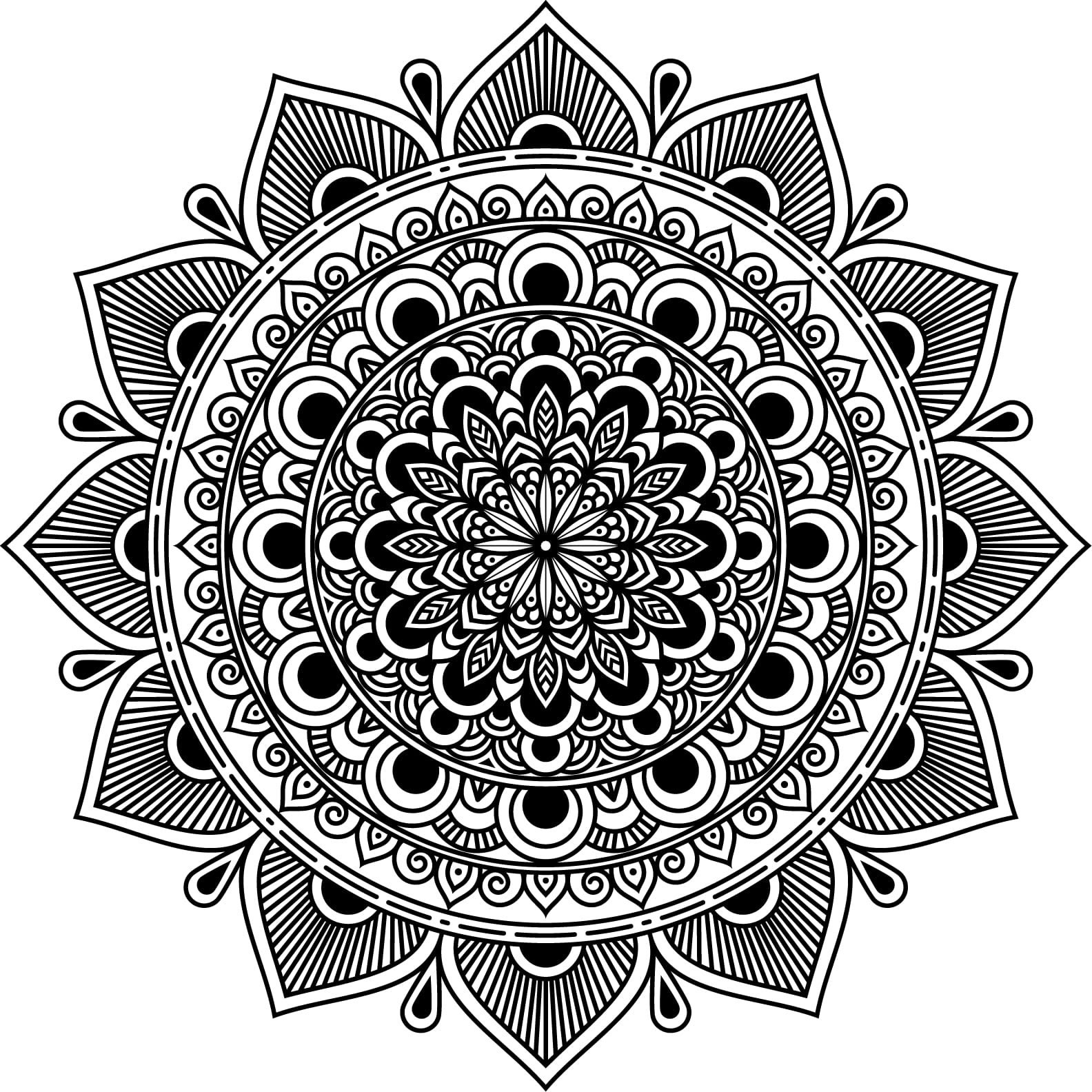 Printable Mandala Adult Coloring Pages Floral Mandala Easy | Etsy