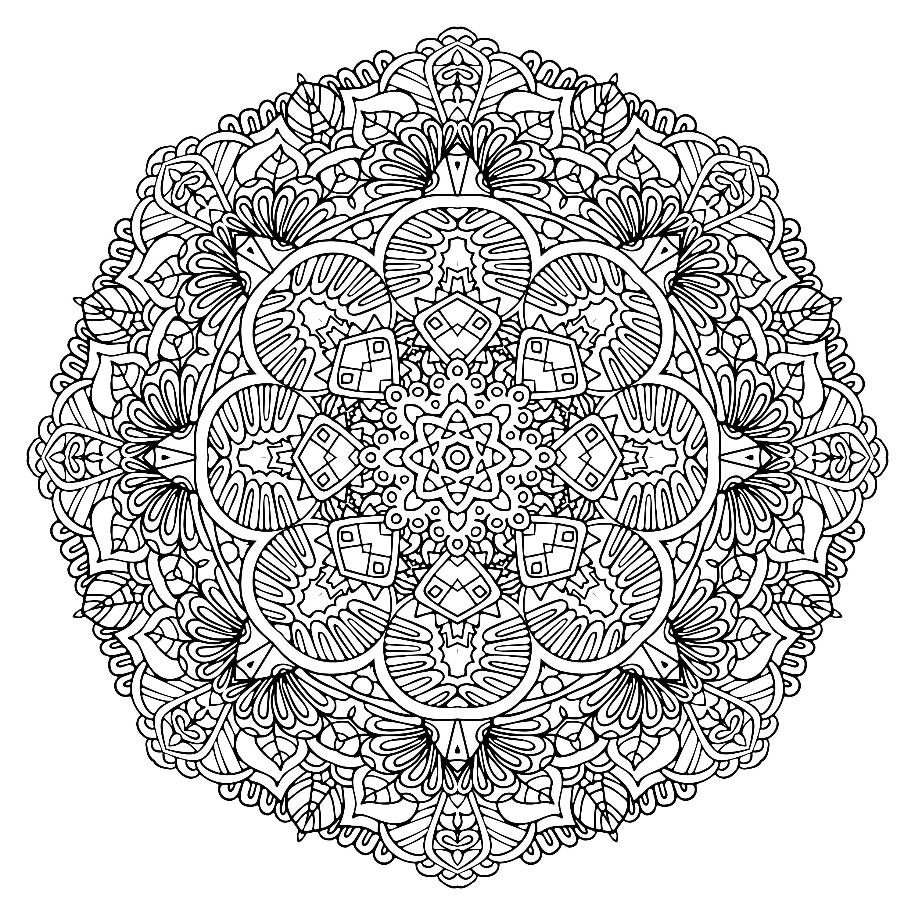 Printable Mandala Adult Coloring Pages Floral Mandala Easy | Etsy