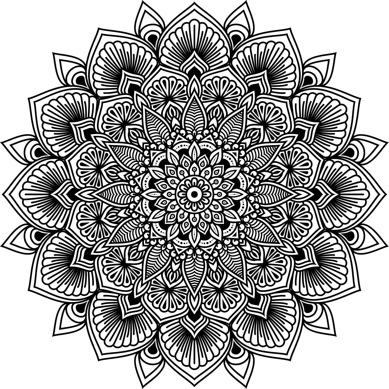 Printable Mandala Adult Coloring Pages Floral Mandala Easy | Etsy