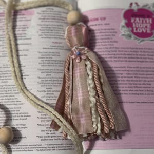 Faith Tassel Bookmark, Pink & Cream, Bible Accessory, Christian Gift