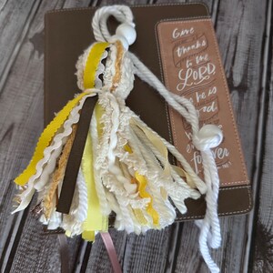 Sunshine and Joy Tassel Bookmark: Bible Tassel Bookmark, Tassel Bookmark, Yarn Tassle, Bookmark, Beautiful Bookmark, Handmade Gift
