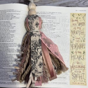 Floral Tassel Bookmark: Vintage-Inspired Pink Ribbon Bible Journal