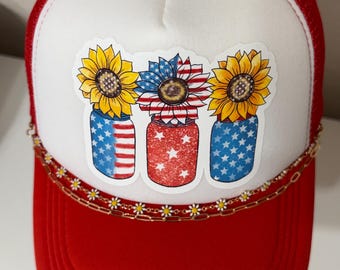 Sunflower Fourth of July  Trucker Hat