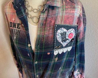 Bleached Distressed Flannel (Lrg)