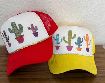 SALE Cactus Trucker Hat ~ Red or Yellow