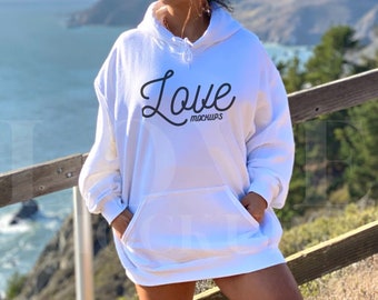Gildan 18500 Mockup, White Gildan Hoodie Mockup, Oversized Hoodie Mockup, Trendy Mockup, Nature Mockup, Hoodie Mockup, Edgy Mockup