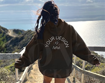 Gildan 18500 Mockup, 18500 Dark Chocolate Mockup, Gildan Back Mockup, Oversized Mockup, Gildan Hoodie Mockup, Oversized Hoodie Mockup