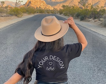 Bella Canvas Back Mockup, Outdoor Mockup, Bella Canvas 3001 Mockup, Nature Mockup, Black Shirt Mockup, Boho Mock up,Trendy Mockup
