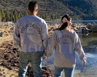 Couple Mockup Men Women Mockup Couple 18000 Mockup Gildan 18000 Mockup Couple Crewneck Sweatshirt Mockup