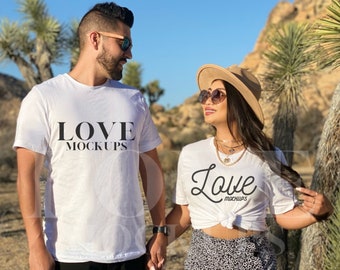 Couple Mockup, Couple Model Mockup, Couple T-Shirt Mockup, Bella Canvas Man and Woman Mockup, White T-Shirt Model Mock up