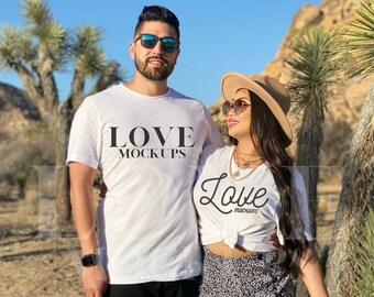 Couple Mockup, Couple Model Mockup, Couple T-Shirt Mockup, Bella Canvas Man and Woman Mockup, White T-Shirt Model Mock up
