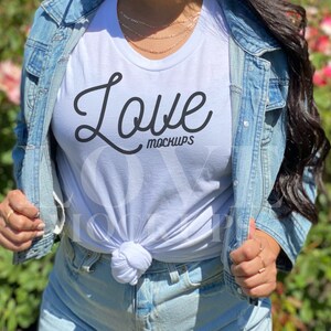 Bella Canvas 3001 Mockup, Bella Canvas White T Shirt Mockup, White T Shirt Mockup, Stylizede Mockup, Tied T Shirt Mockup, 3001 White