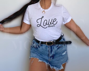 Bella Canvas 3001 Mockup, White T-shirt Mockup, Trendy Mockup, Hanging Shirt Mockup,Cute Shirt Mockups, Shirt Mockup Bella Canvas