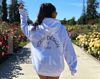 Gildan 18500 Mockup, Back Gildan Mockup, Gildan White Back Hoodie Sweatshirt Mockup, Oversized Gildan Mockup, Nature Mockup, Hoodie Mockup
