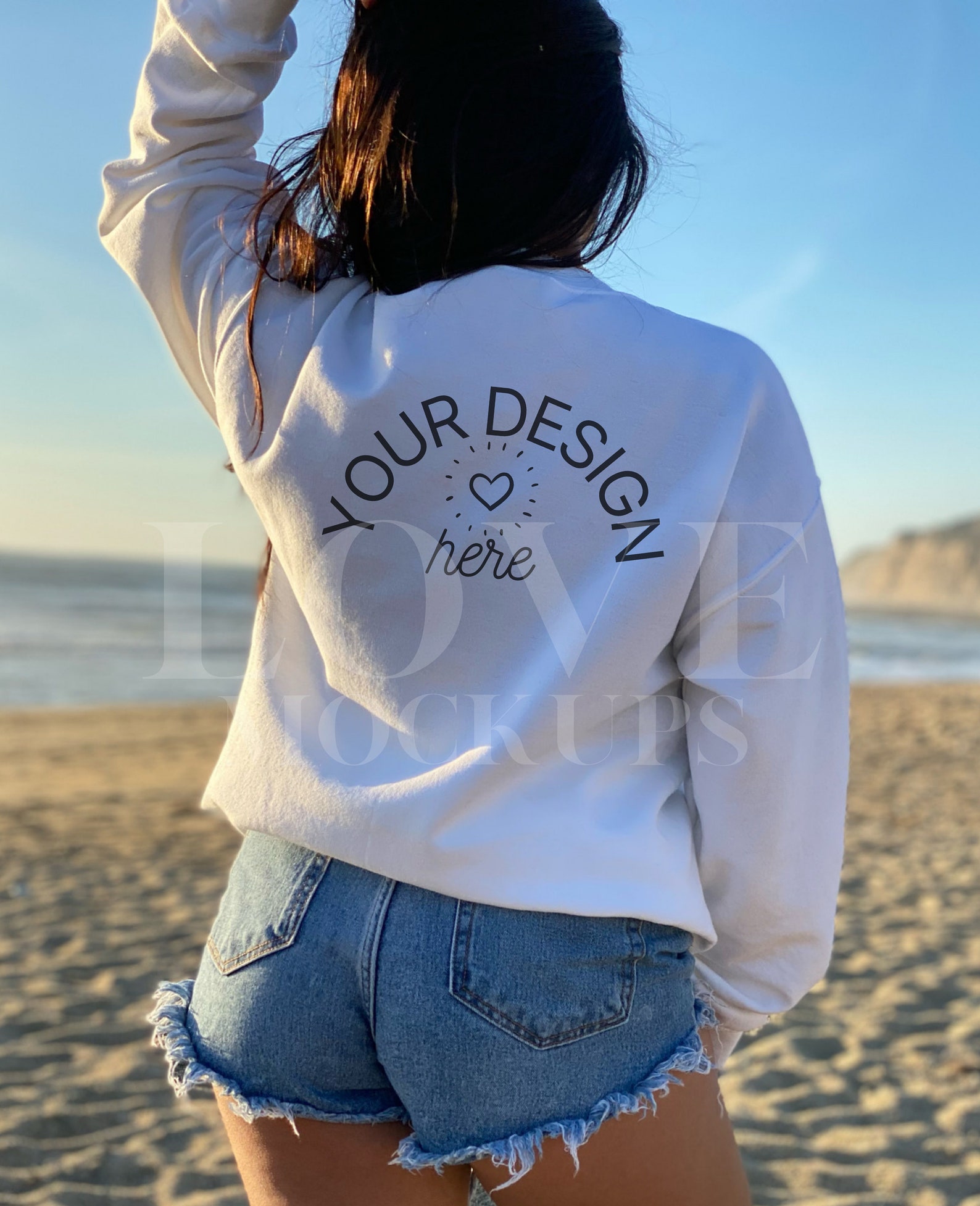 Download Back White Gildan 18000 Mockup White Sweatshirt Mockups | Etsy