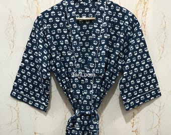 Handmade Floral Cotton Kimono | Women's Floral Print Robe | Soft Lounge Wear