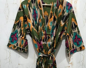 Handmade Cotton Kimono Robe | Soft Women's Dressing Gown | Floral Spa Robe | Bridesmaid Gift | Gift for her