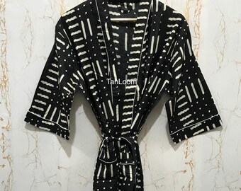Boho Cotton Kimono Robe, Vibrant Floral Design, Lightweight Resort Wear