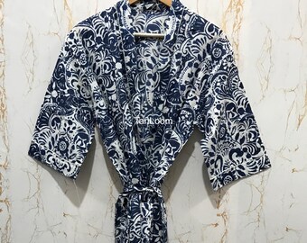 Cotton Kimono Cover Up | Handmade Floral Beach Robe | Women's Summer Kimono | Vacation Outfit