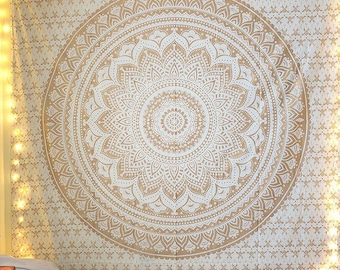 Tapestry Wall Hanging Mandala-Bohemian Room Decor-Indian Cotton Throw Hippie Tapestries (Multicolour, Twin Size-84x54 Inches)
