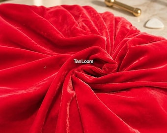 Mulberry Silk Velvet Fabric by Yard – Red Luxury Garment Material