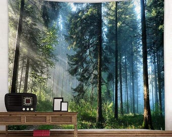 Forest Tapestry Home Decor Landscape Living Room Bedroom Decoration Magic Tapestry Curtain (78''L×60''W)