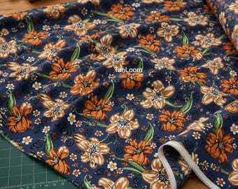 Indian Hand Block Print Cotton Fabric, Floral Sewing Material By The Yard
