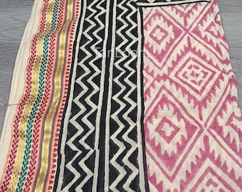 Indischer Block Print Sarong : Bio-Baumwolle Wrap Bikini Cover - Up Sommerkleid Boho Schal