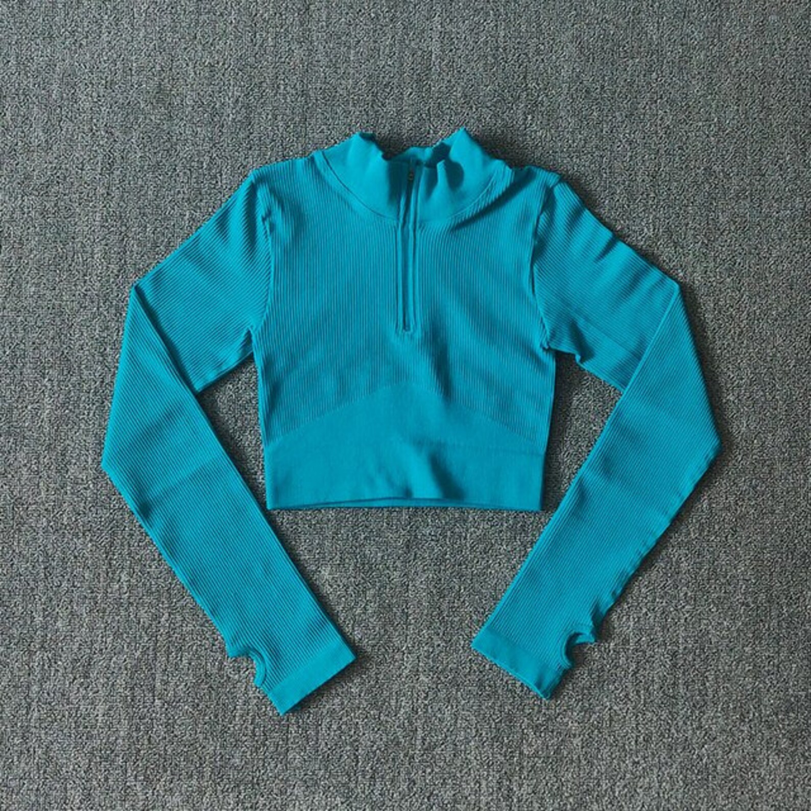 Women Long Sleeve Sports Shirt Jacket Zip Fitness Shirt Yoga Gym Top ...