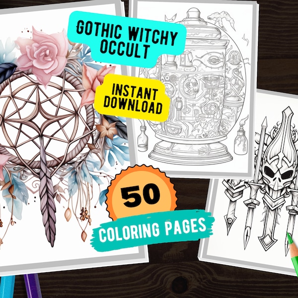 Occult Printable Coloring Pages Etsy