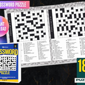 Crossword Puzzles Book For Adults, Fun Activities For Seniors, Digital Download, Printable, Instant Download, Crossword Game with Answer Key