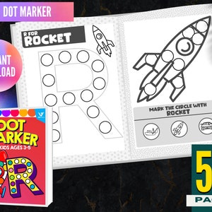 Dot Marker Coloring Book for toddler ages 3-5, Instant PDF Download, Printable, Dot Marker Printable Pages, Color Activity Book for kids